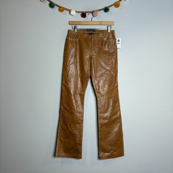 NWT Deadstock Y2K Gap Low Rise Tan Leather Pants - Picture 1 of 6